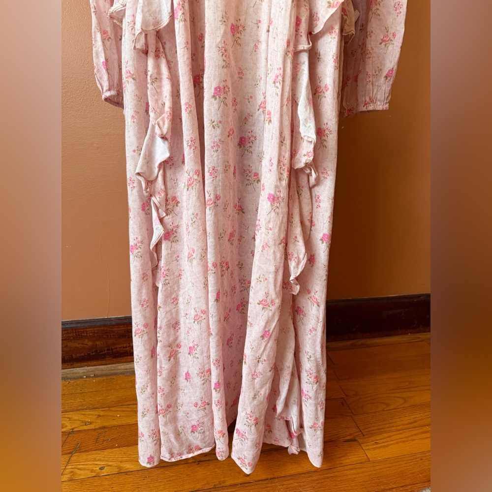 Spell & The Gypsy Collective Fleur Ruffle Floral Maxi Gown — Pink Champagne L - Picture 6 of 14